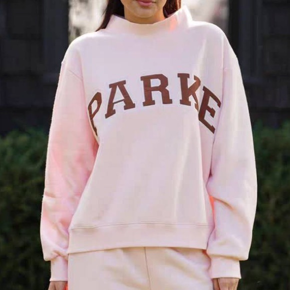 Parke Tops - Parke Blush Sweatshirt with Chocolate Lettering